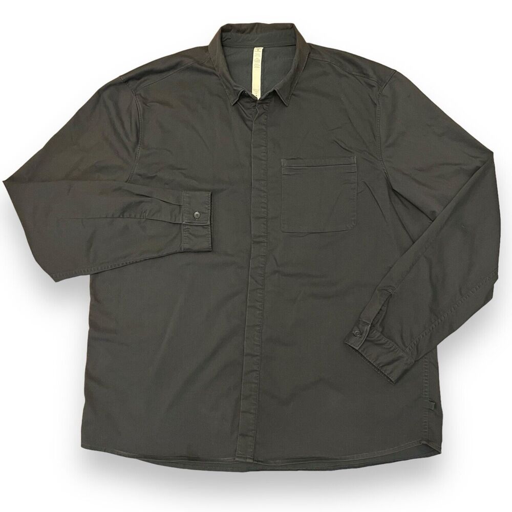 Lululemon Men Pocket Protector XXL Long Sleeve Button Down Shirt Charcoal Gray